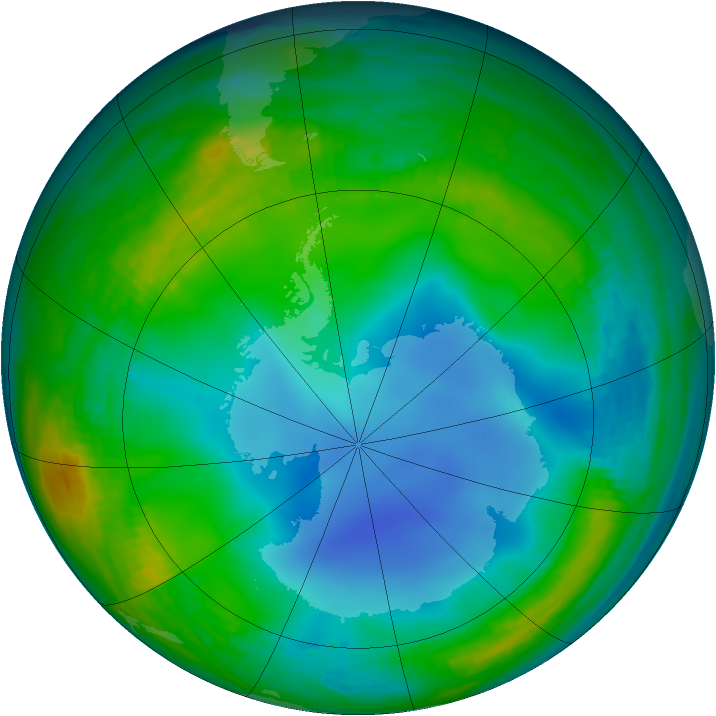 Antarctic ozone map for 03 July 1987